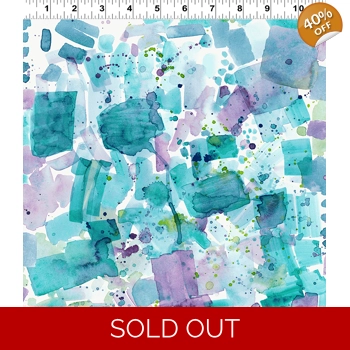 REMNANT - Clothworks - Sue Zipkin - Sanibel - Watercolour Splash - Multi Colour - Fat Quarter